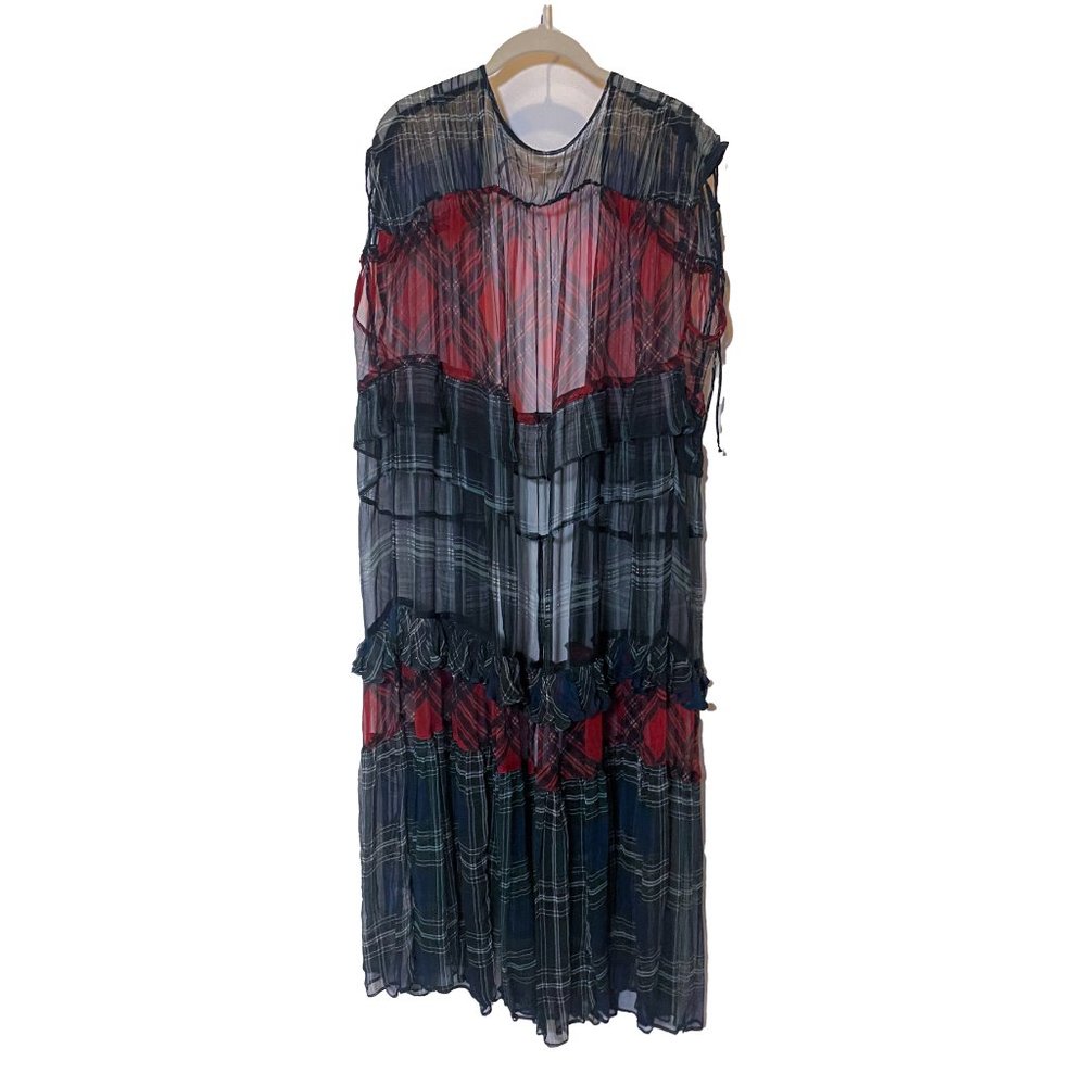NFC x Free People Sheer Chiffon Caftan/Cardigan Tartan Plaid Rare